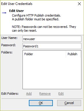 Define a password for the new user profile.